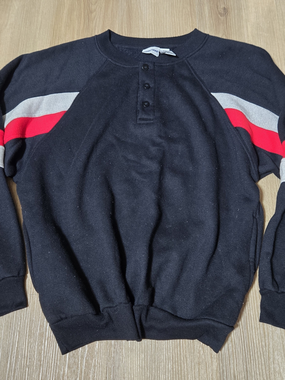 Vintage Puritan Black Crewneck Henley Sweatshirt